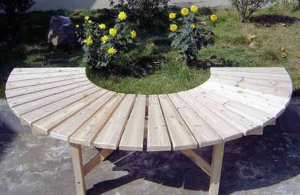 semi circular garden bench